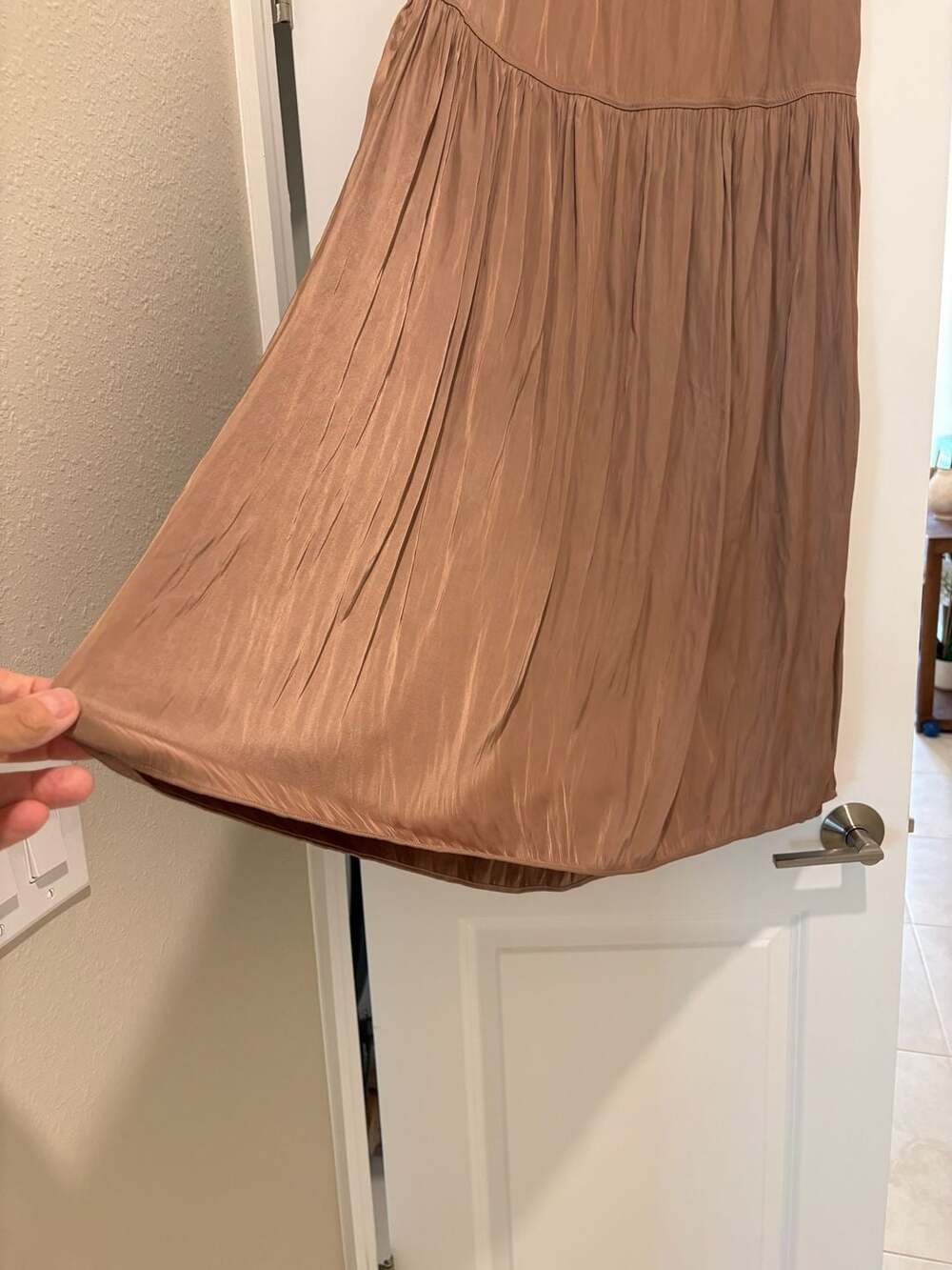 Rachel Zoe Maxi Skirt Brown Crinkled Tiered Elastic Waist - Picture 9 of 15